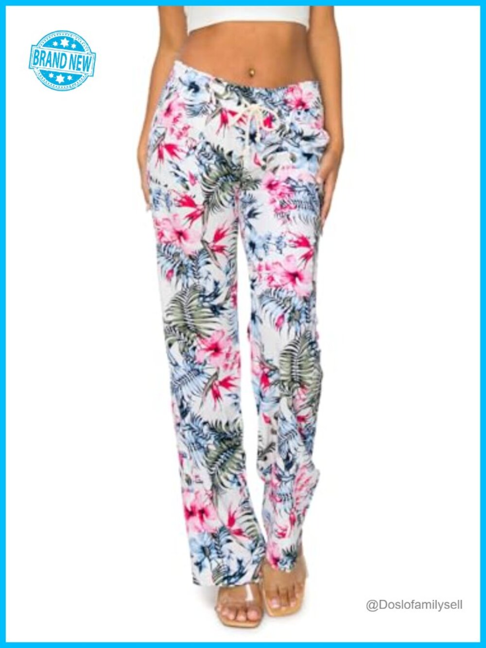 Linen Blend Wide Leg Palazzo Pants Drawstring Smocked Waist Beach Trousers